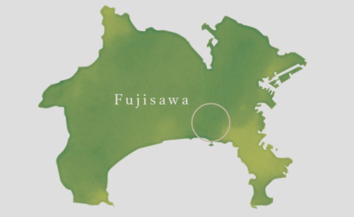 神奈川県の藤沢を示した地図